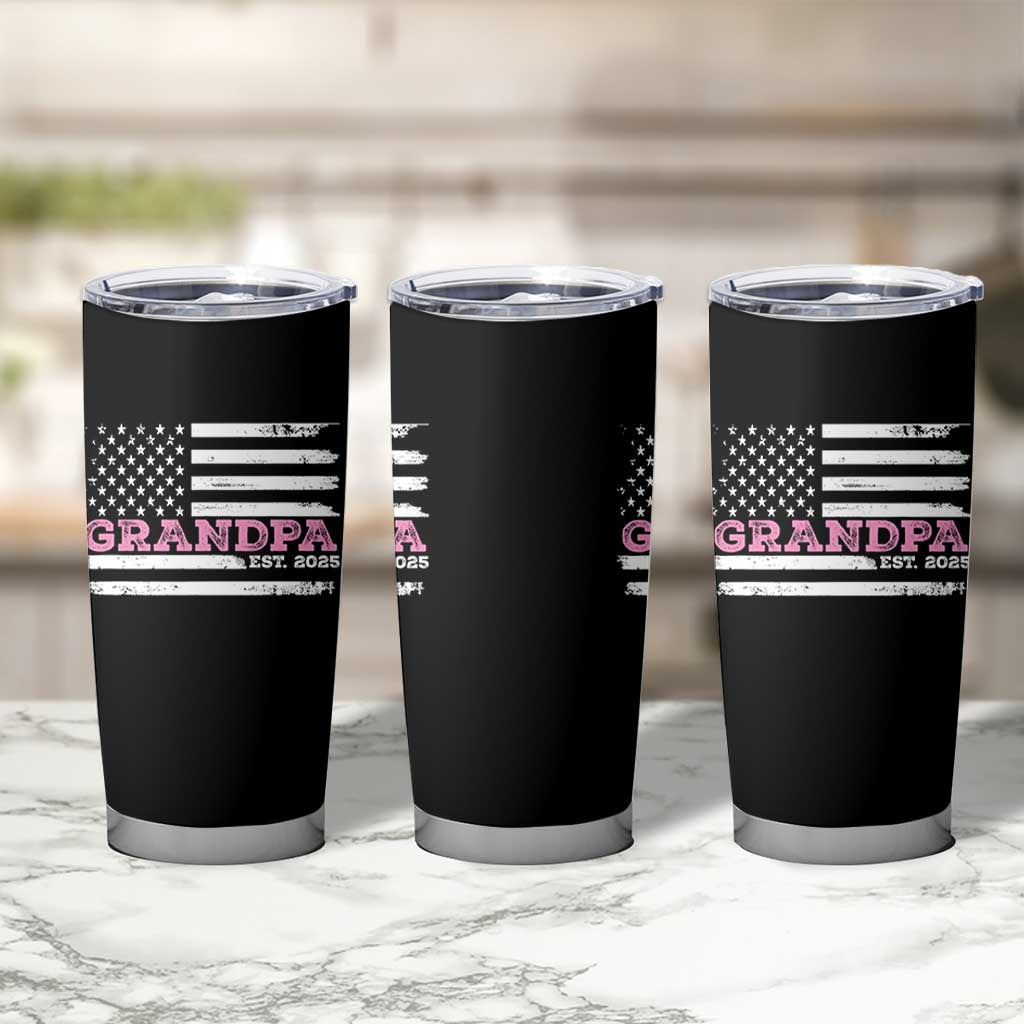 Grandpa Of Girl Est. 2025 Tumbler Cup Fathers Day USA Flag - Wonder Print Shop
