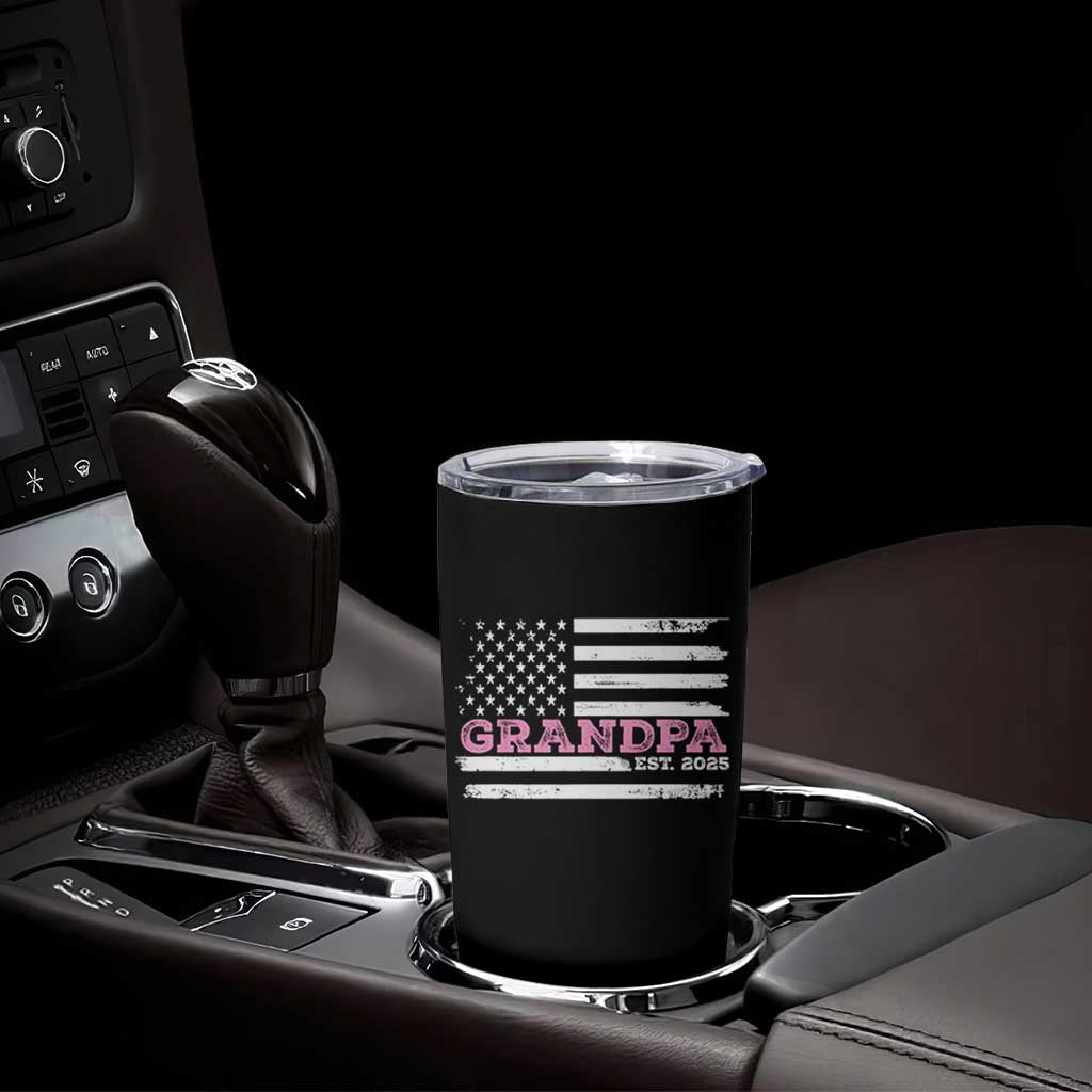 Grandpa Of Girl Est. 2025 Tumbler Cup Fathers Day USA Flag - Wonder Print Shop