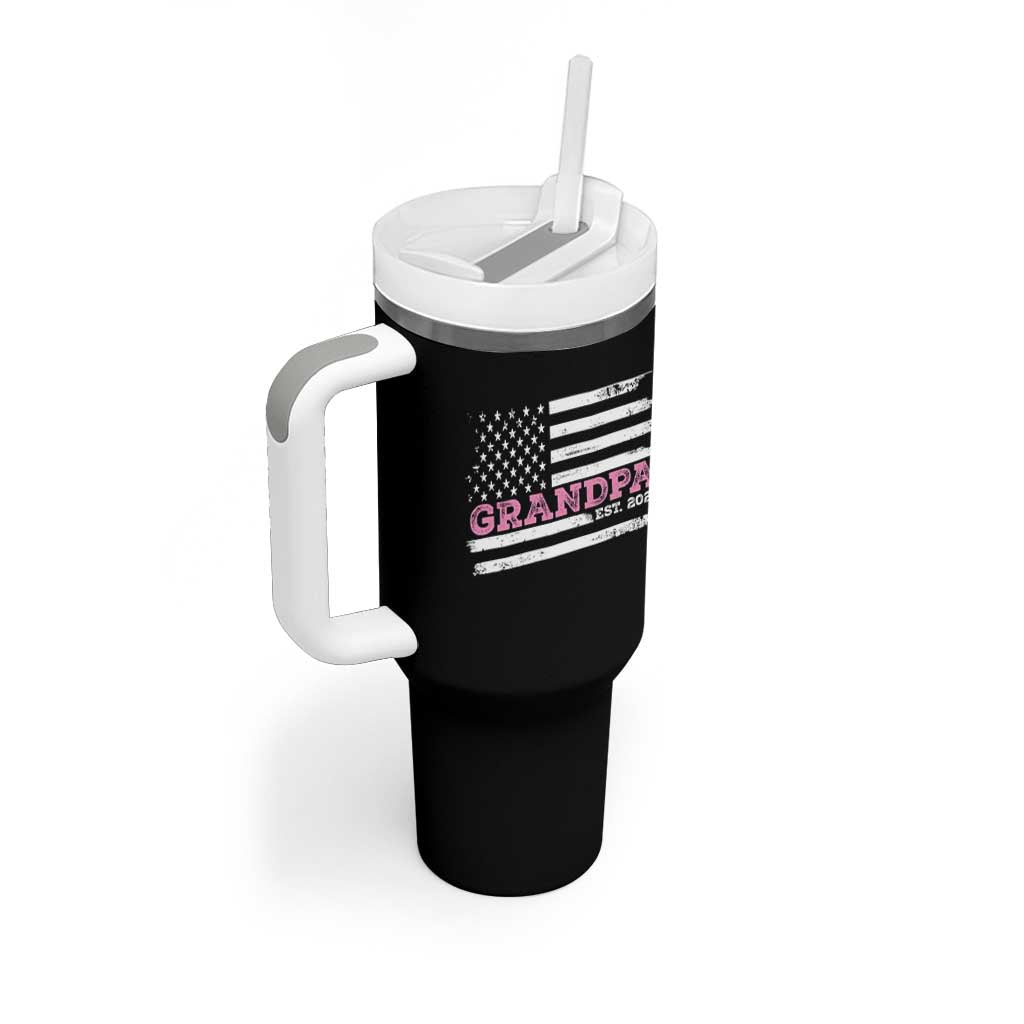 Grandpa Of Girl Est. 2025 Tumbler With Handle Fathers Day USA Flag - Wonder Print Shop