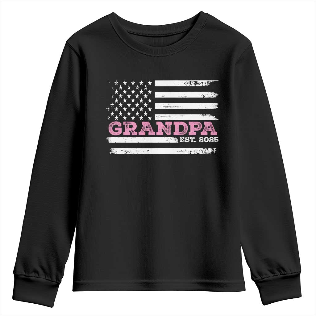 Grandpa Of Girl Est. 2025 Youth Sweatshirt Fathers Day USA Flag - Wonder Print Shop
