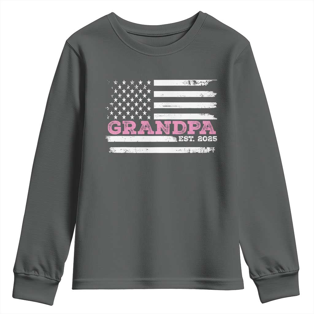Grandpa Of Girl Est. 2025 Youth Sweatshirt Fathers Day USA Flag - Wonder Print Shop
