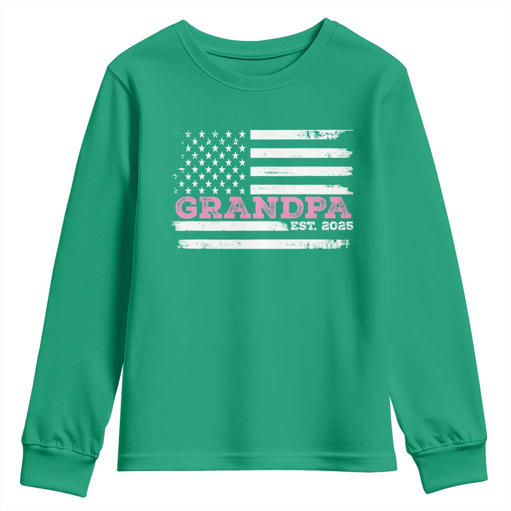 Grandpa Of Girl Est. 2025 Youth Sweatshirt Fathers Day USA Flag - Wonder Print Shop