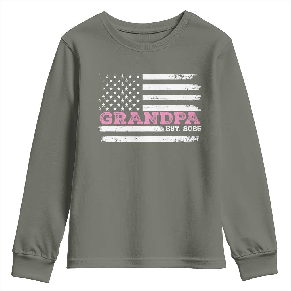 Grandpa Of Girl Est. 2025 Youth Sweatshirt Fathers Day USA Flag - Wonder Print Shop