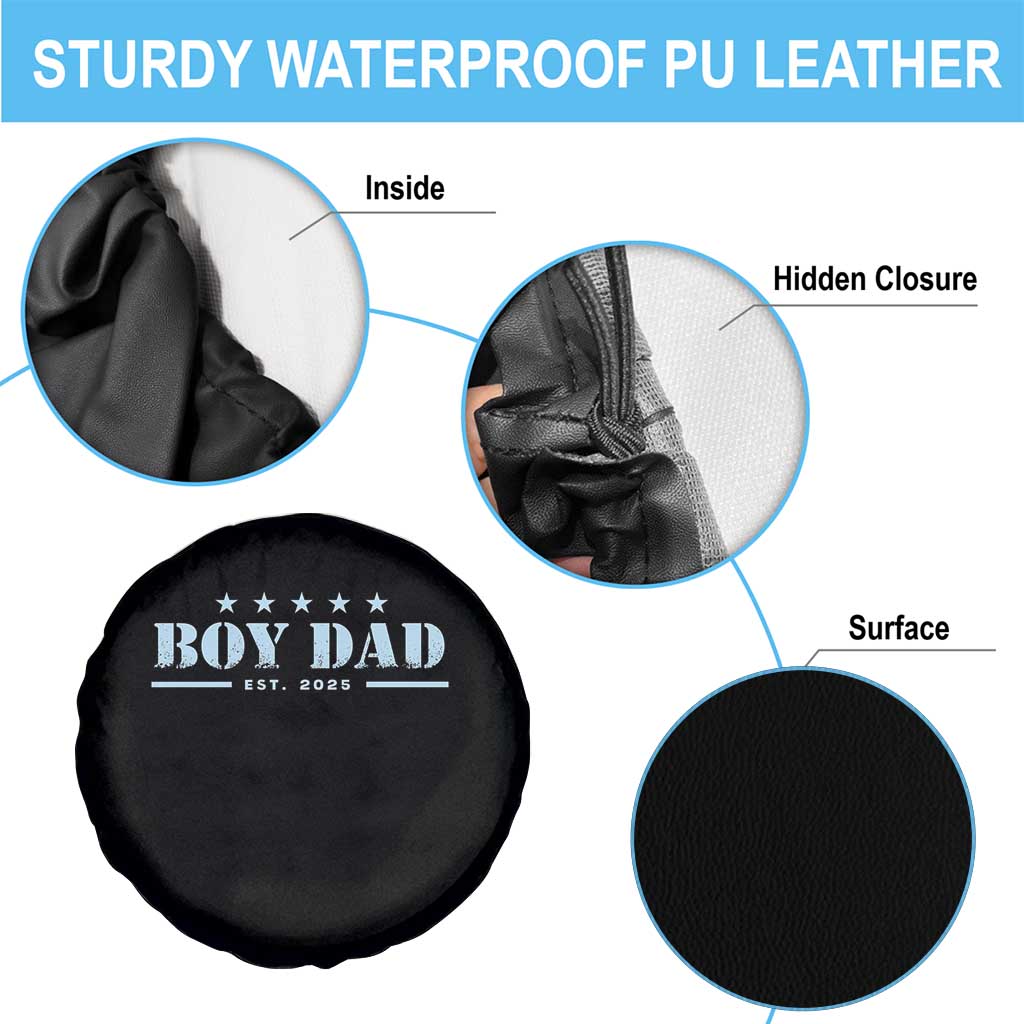 Boy Dad Est 2025 Spare Tire Cover Expecting Baby Boy 2025