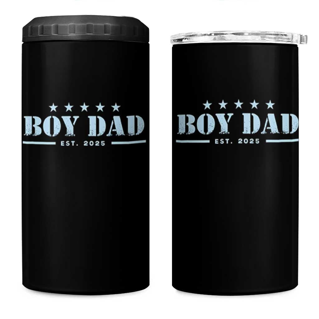 Boy Dad Est 2025 4 in 1 Can Cooler Tumbler Expect Baby Boy Son Father 2025
