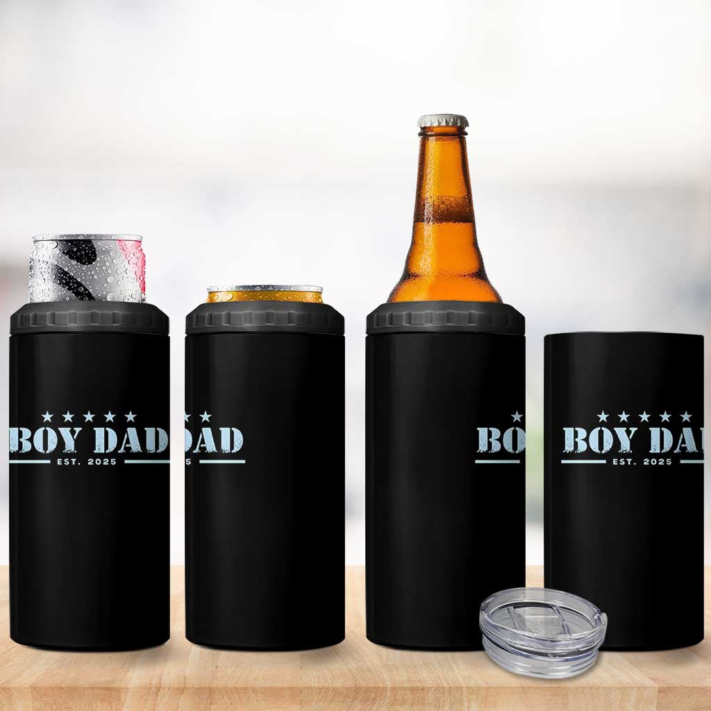 Boy Dad Est 2025 4 in 1 Can Cooler Tumbler Expect Baby Boy Son Father 2025