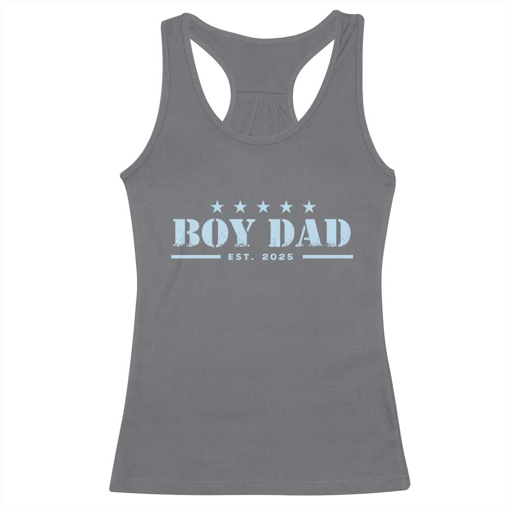 Boy Dad Est 2025 Racerback Tank Top Expect Baby Boy Son Father 2025