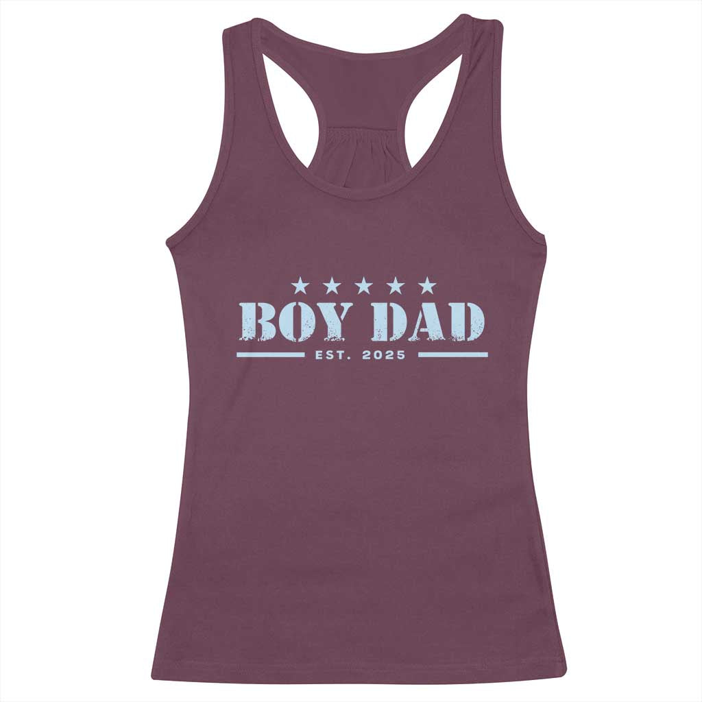 Boy Dad Est 2025 Racerback Tank Top Expect Baby Boy Son Father 2025