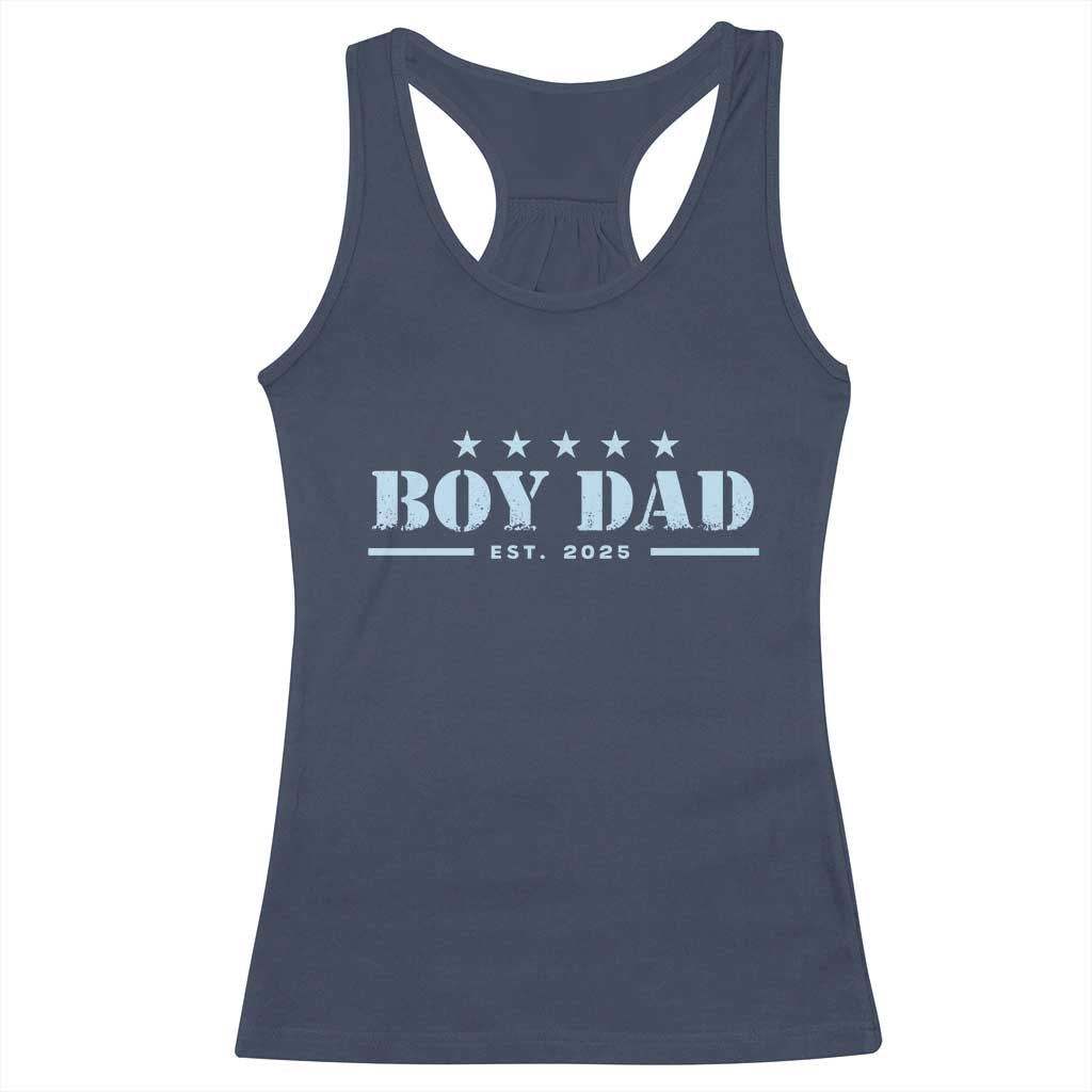 Boy Dad Est 2025 Racerback Tank Top Expect Baby Boy Son Father 2025