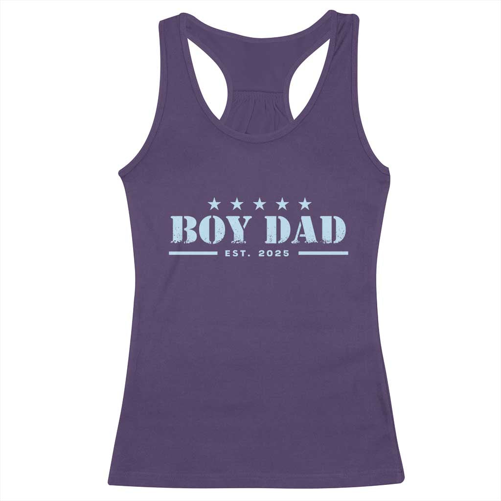 Boy Dad Est 2025 Racerback Tank Top Expect Baby Boy Son Father 2025
