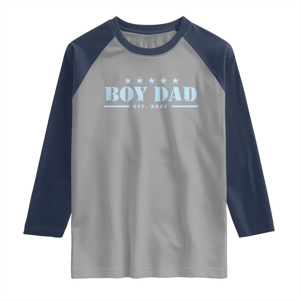 Boy Dad Est 2025 Raglan Shirt Expecting Baby Boy 2025
