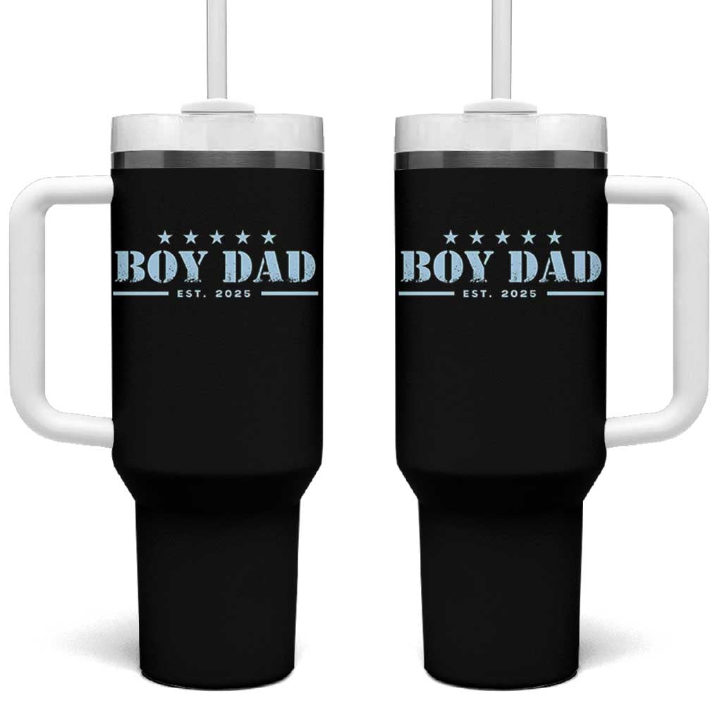 Boy Dad Est 2025 Tumbler With Handle Expect Baby Boy Son Father 2025