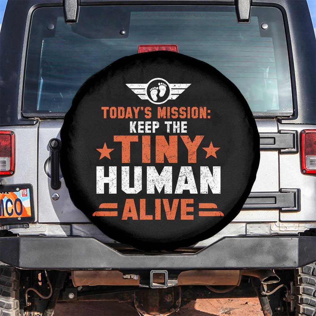 Funny New Dad Spare Tire Cover First Time Father Grandpa Keep Tiny Human Alive