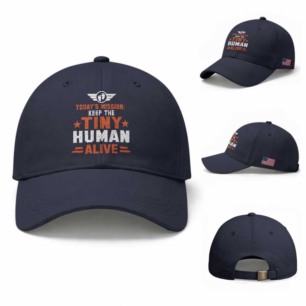 Funny New Dad Baseball Cap First Time Father Grandpa Keep Tiny Human Alive