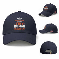 Funny New Dad Baseball Cap First Time Father Grandpa Keep Tiny Human Alive