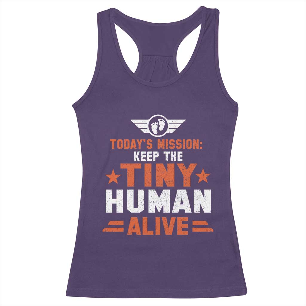 Funny New Dad Racerback Tank Top First Time Father Grandpa Keep Tiny Human Alive