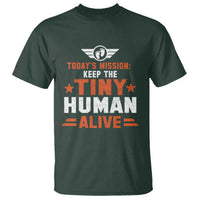 Funny New Dad T Shirt First Time Father Grandpa Keep Tiny Human Alive