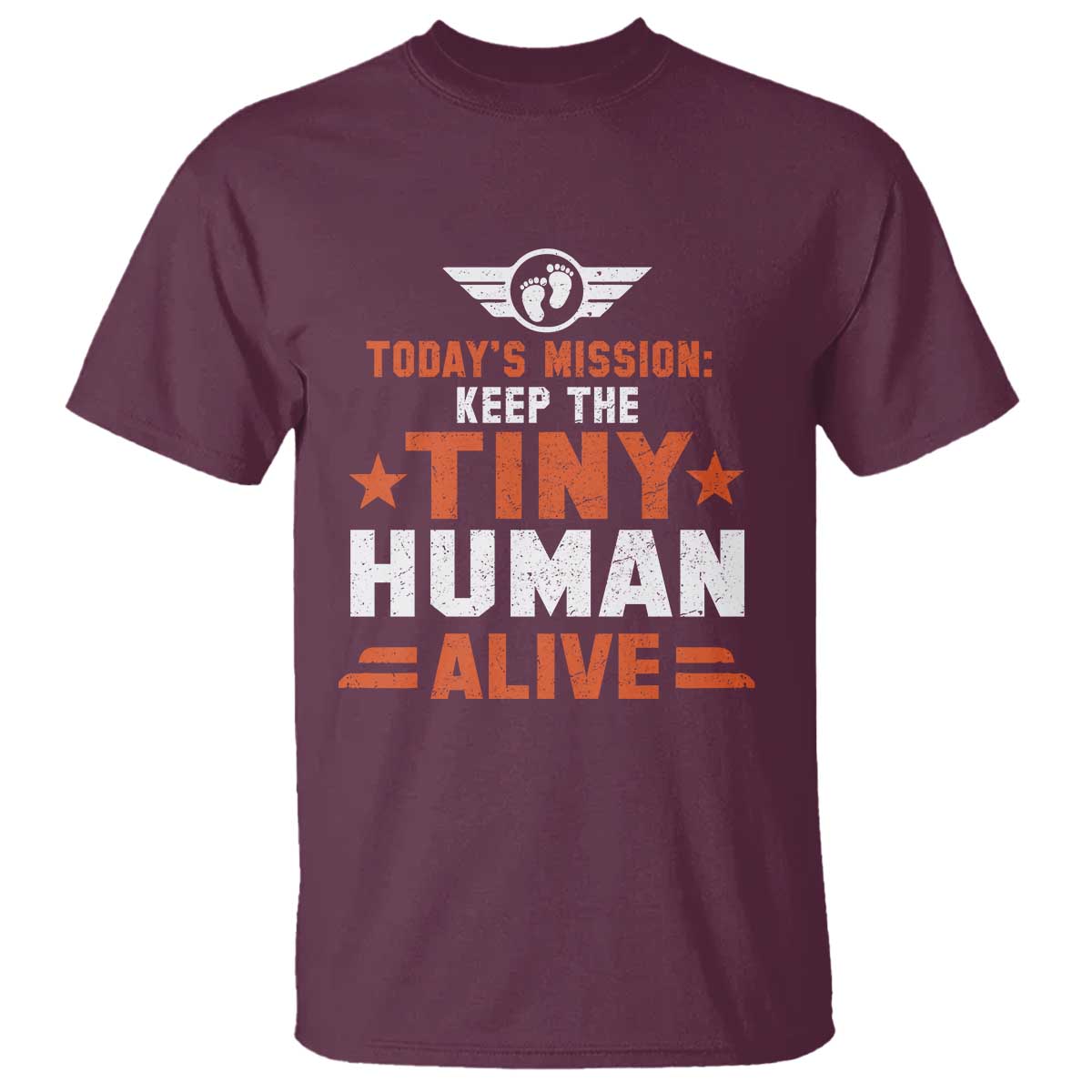 Funny New Dad T Shirt First Time Father Grandpa Keep Tiny Human Alive