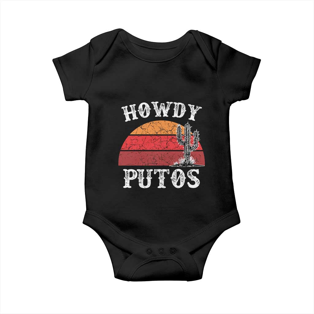 Howdy Putos Baby Onesie Funny Cactus Retro Vintage