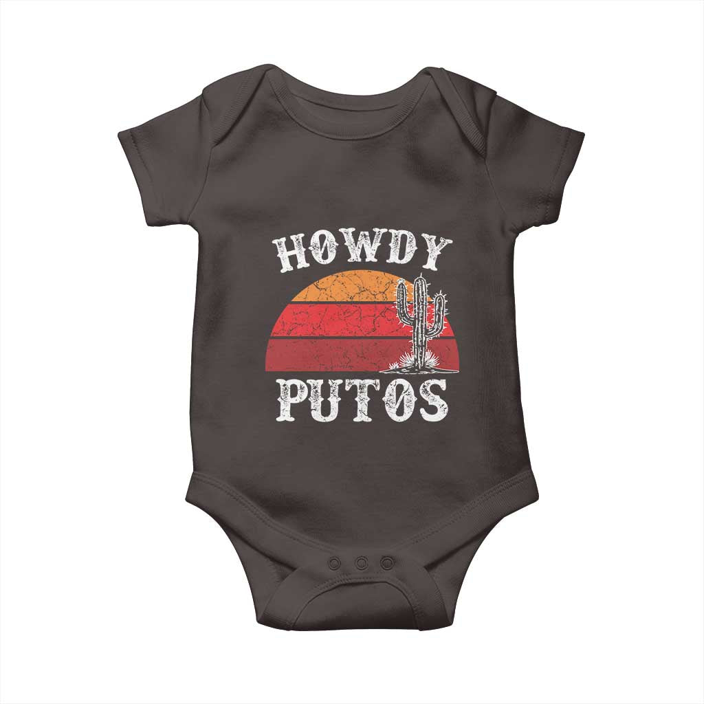 Howdy Putos Baby Onesie Funny Cactus Retro Vintage