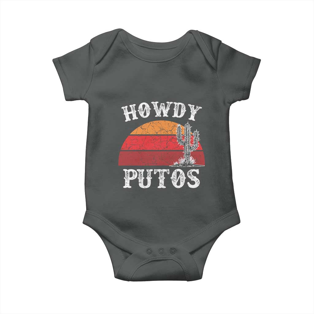 Howdy Putos Baby Onesie Funny Cactus Retro Vintage