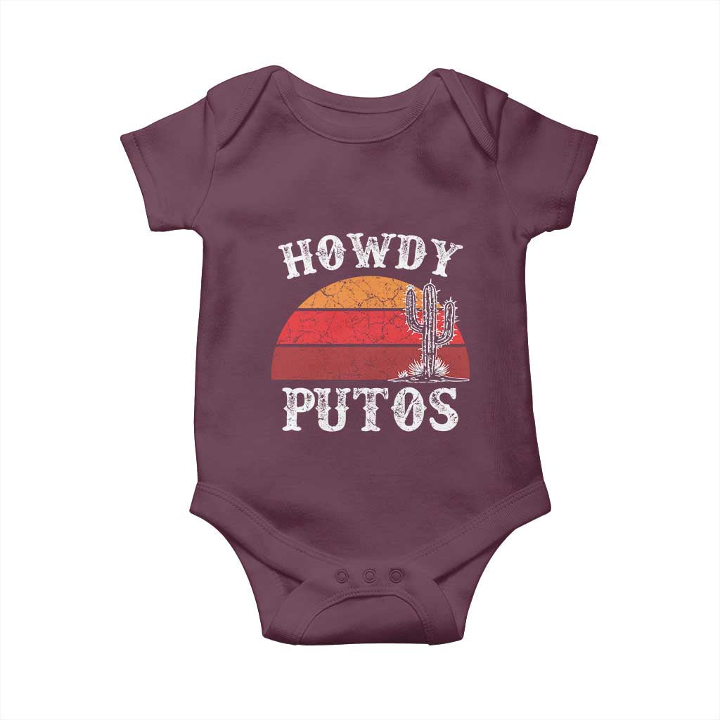 Howdy Putos Baby Onesie Funny Cactus Retro Vintage