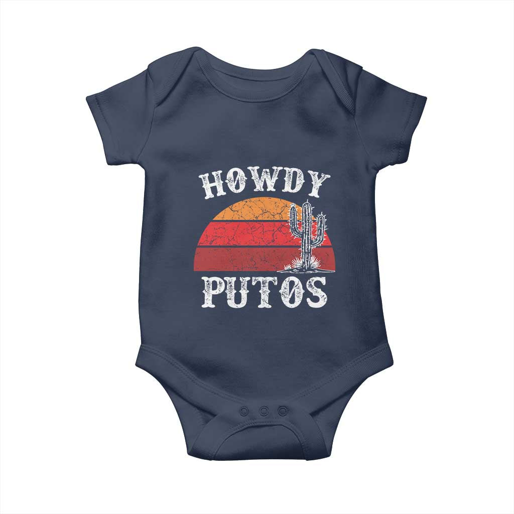 Howdy Putos Baby Onesie Funny Cactus Retro Vintage