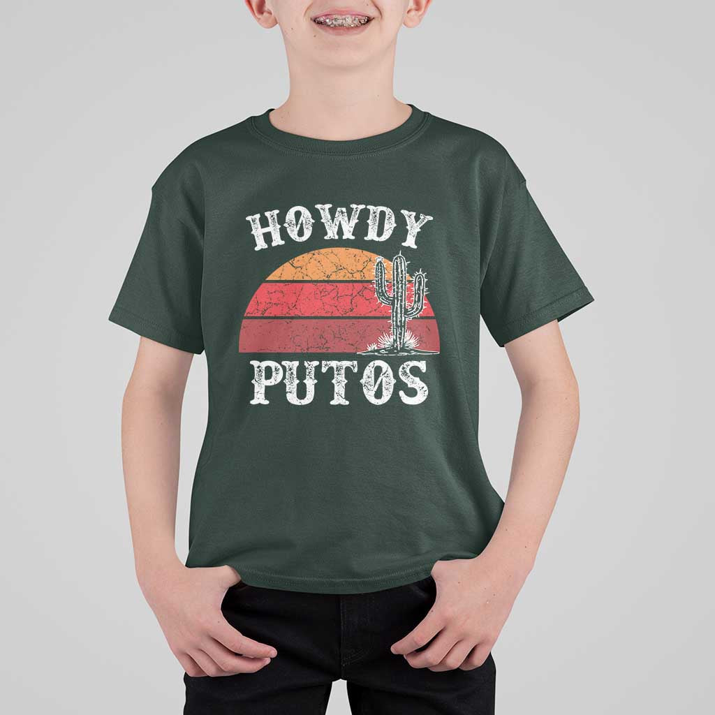 Howdy Putos T Shirt For Kid Funny Cactus Retro Vintage