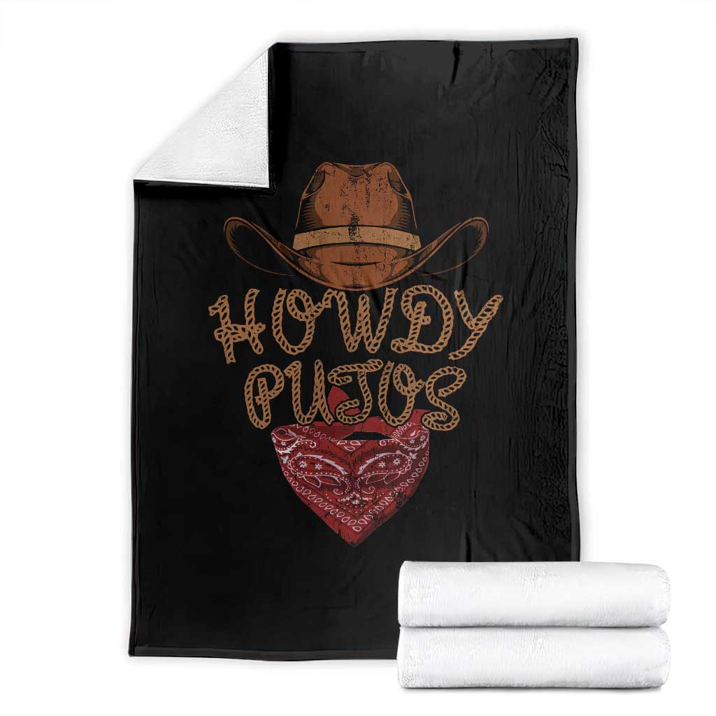 Howdy Putos Throw Blanket Funny Western Country Rodeo Southern Retro Cowboy - Wonder Print Shop
