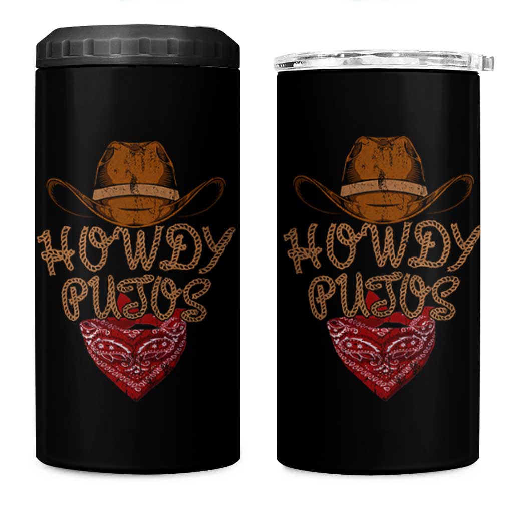 Howdy Putos 4 in 1 Can Cooler Tumbler Funny Western Country Rodeo Southern Retro Cowboy - Wonder Print Shop