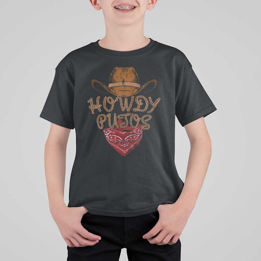 Howdy Putos T Shirt For Kid Funny Western Country Rodeo Southern Retro Cowboy - Wonder Print Shop