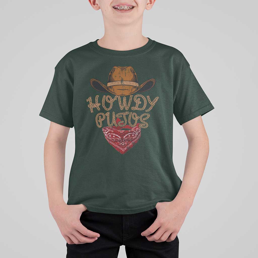Howdy Putos T Shirt For Kid Funny Western Country Rodeo Southern Retro Cowboy - Wonder Print Shop