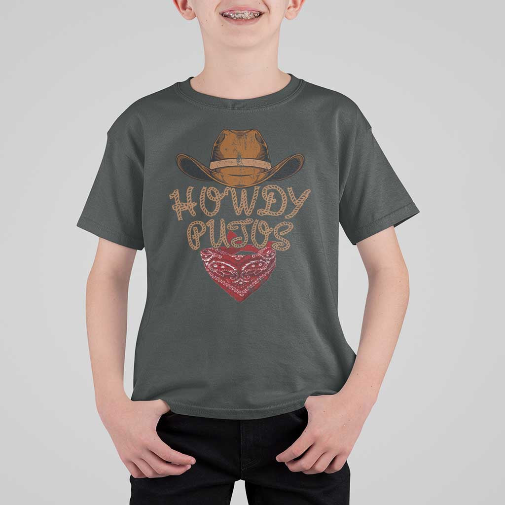 Howdy Putos T Shirt For Kid Funny Western Country Rodeo Southern Retro Cowboy - Wonder Print Shop