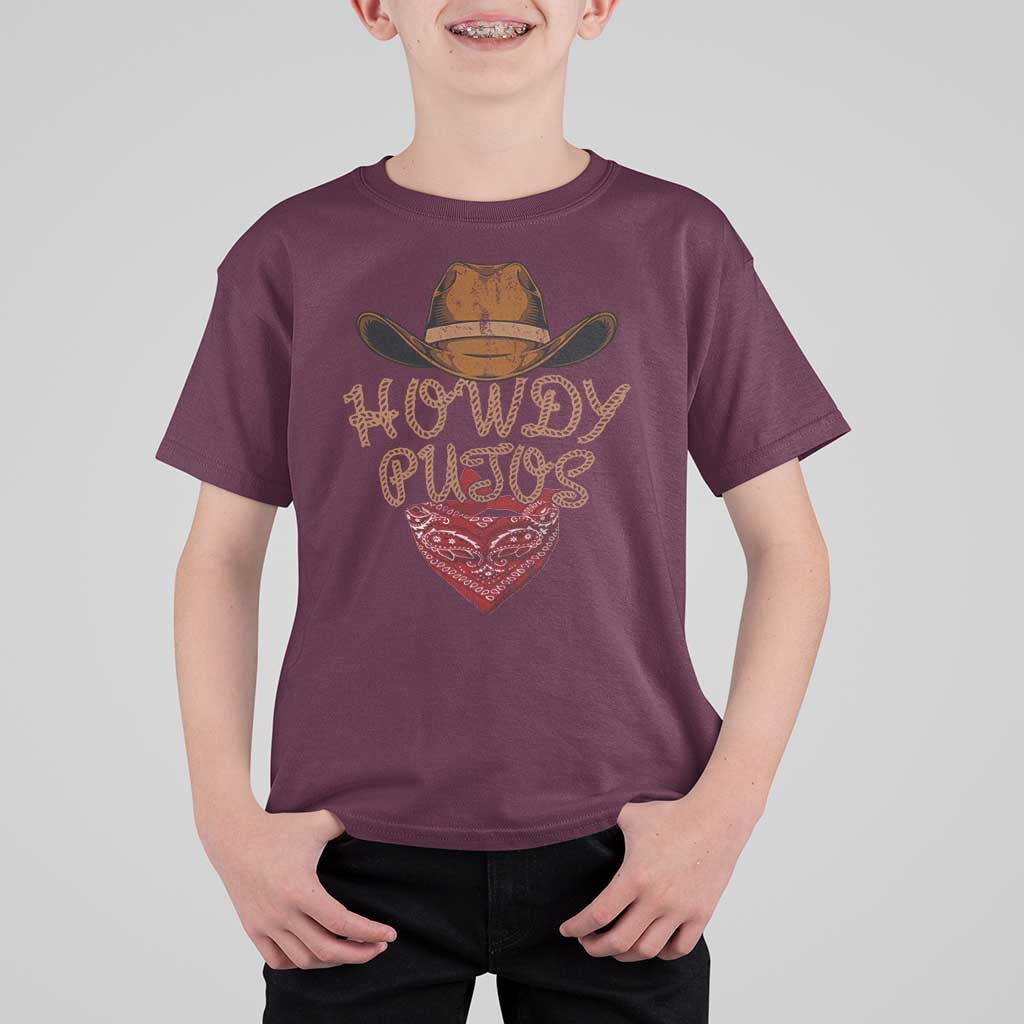 Howdy Putos T Shirt For Kid Funny Western Country Rodeo Southern Retro Cowboy - Wonder Print Shop