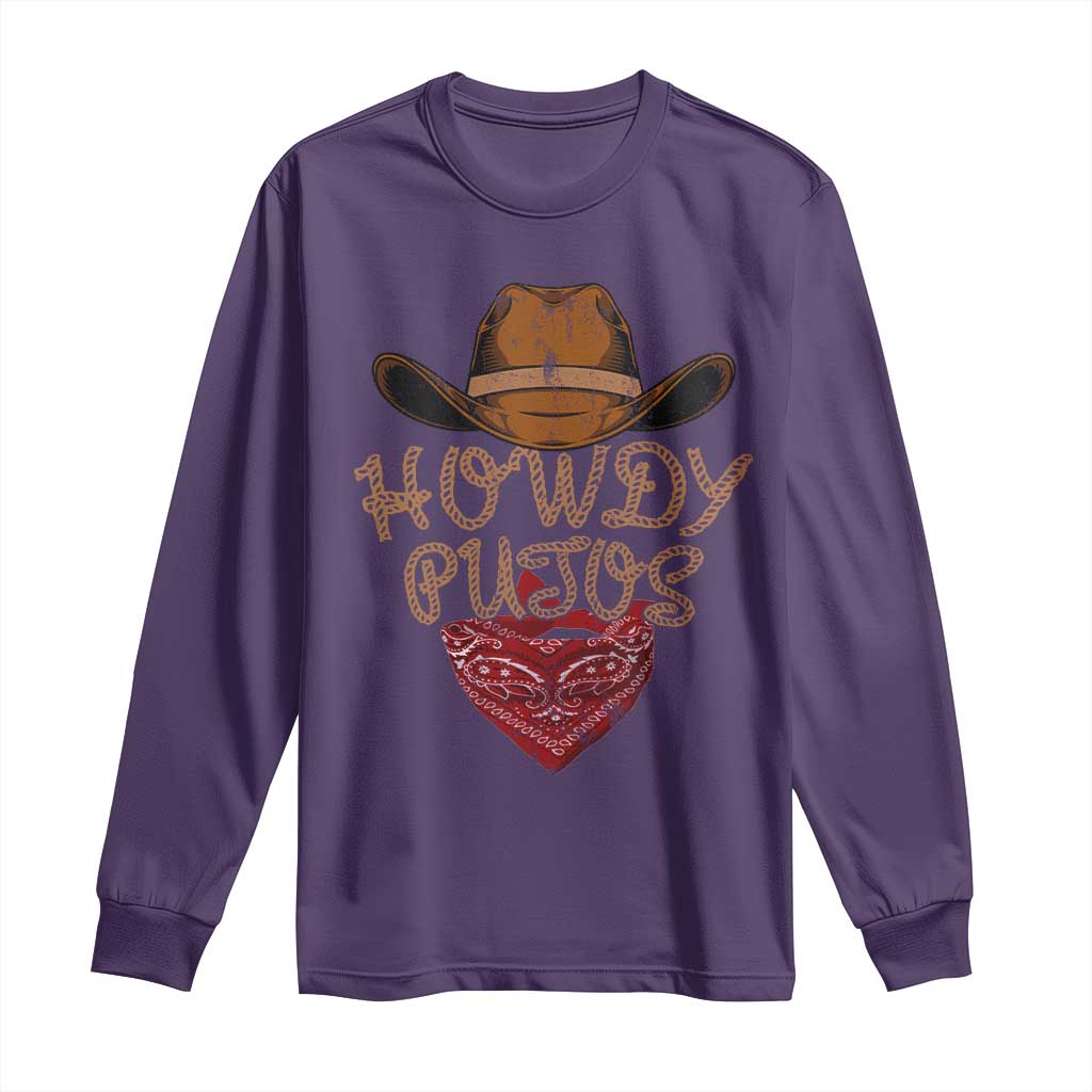 Howdy Putos Long Sleeve Shirt Funny Western Country Rodeo Southern Retro Cowboy - Wonder Print Shop