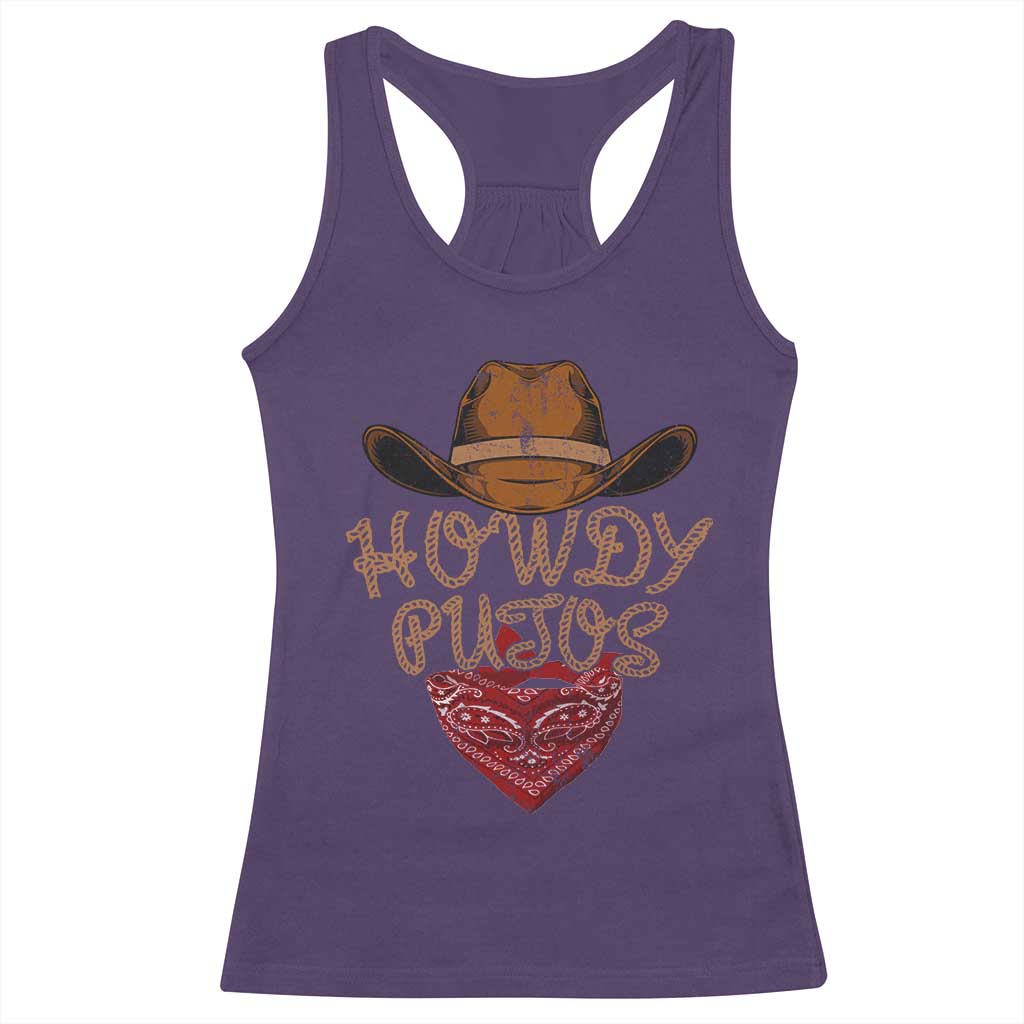 Howdy Putos Racerback Tank Top Funny Western Country Rodeo Southern Retro Cowboy - Wonder Print Shop