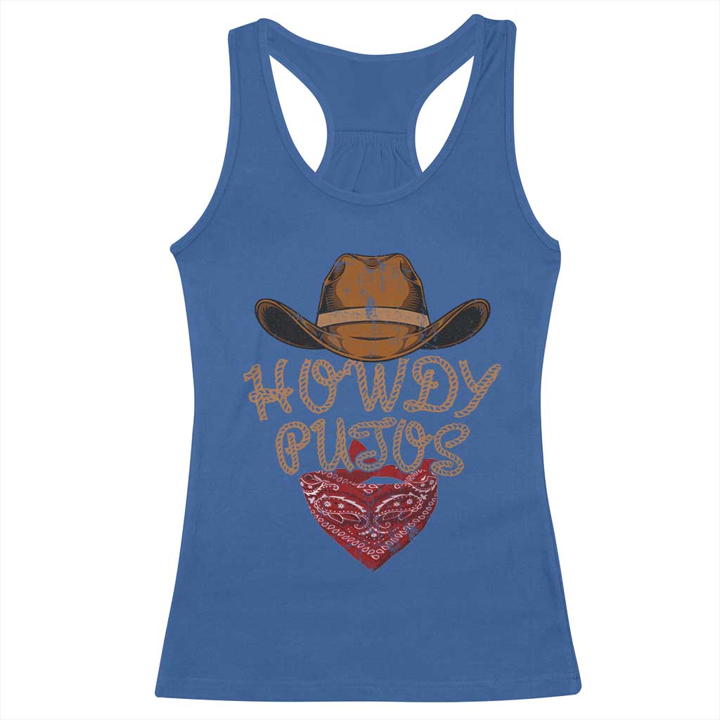 Howdy Putos Racerback Tank Top Funny Western Country Rodeo Southern Retro Cowboy - Wonder Print Shop