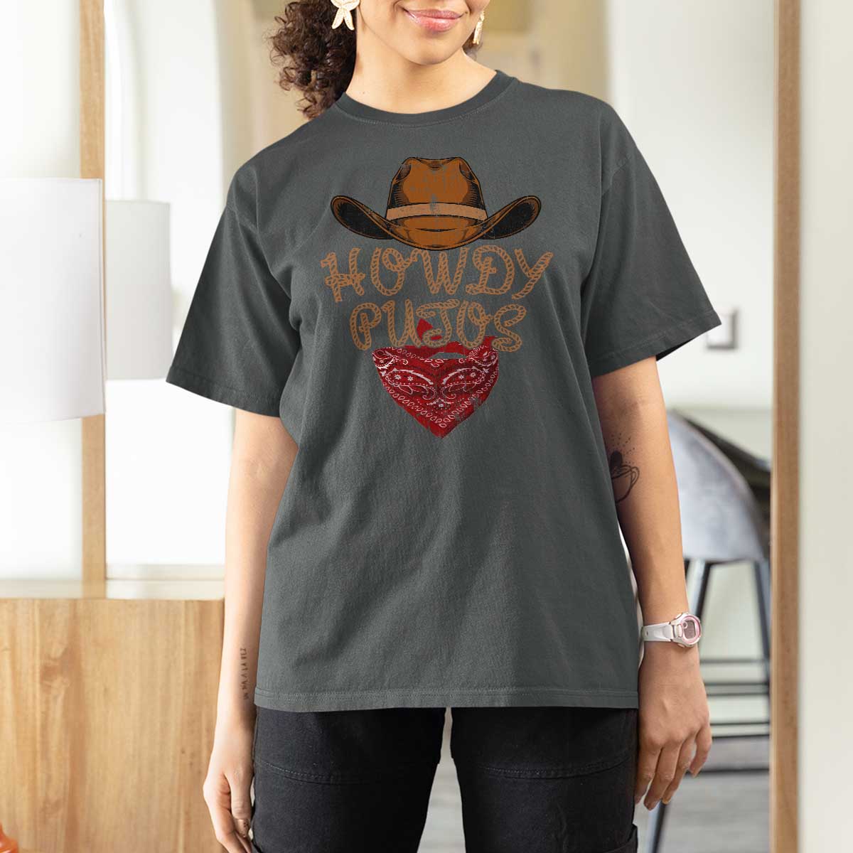 Howdy Putos T Shirt For Women Funny Western Country Rodeo Southern Retro Cowboy - Wonder Print Shop