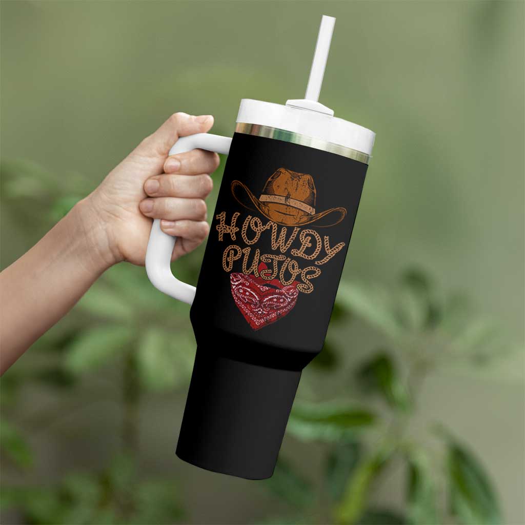 Howdy Putos Tumbler With Handle Funny Western Country Rodeo Southern Retro Cowboy - Wonder Print Shop