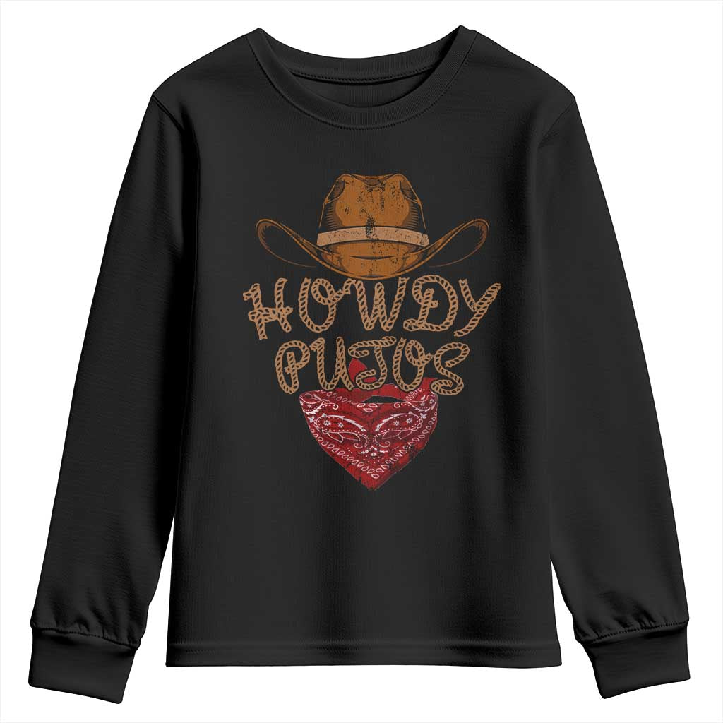 Howdy Putos Youth Sweatshirt Funny Western Country Rodeo Southern Retro Cowboy - Wonder Print Shop