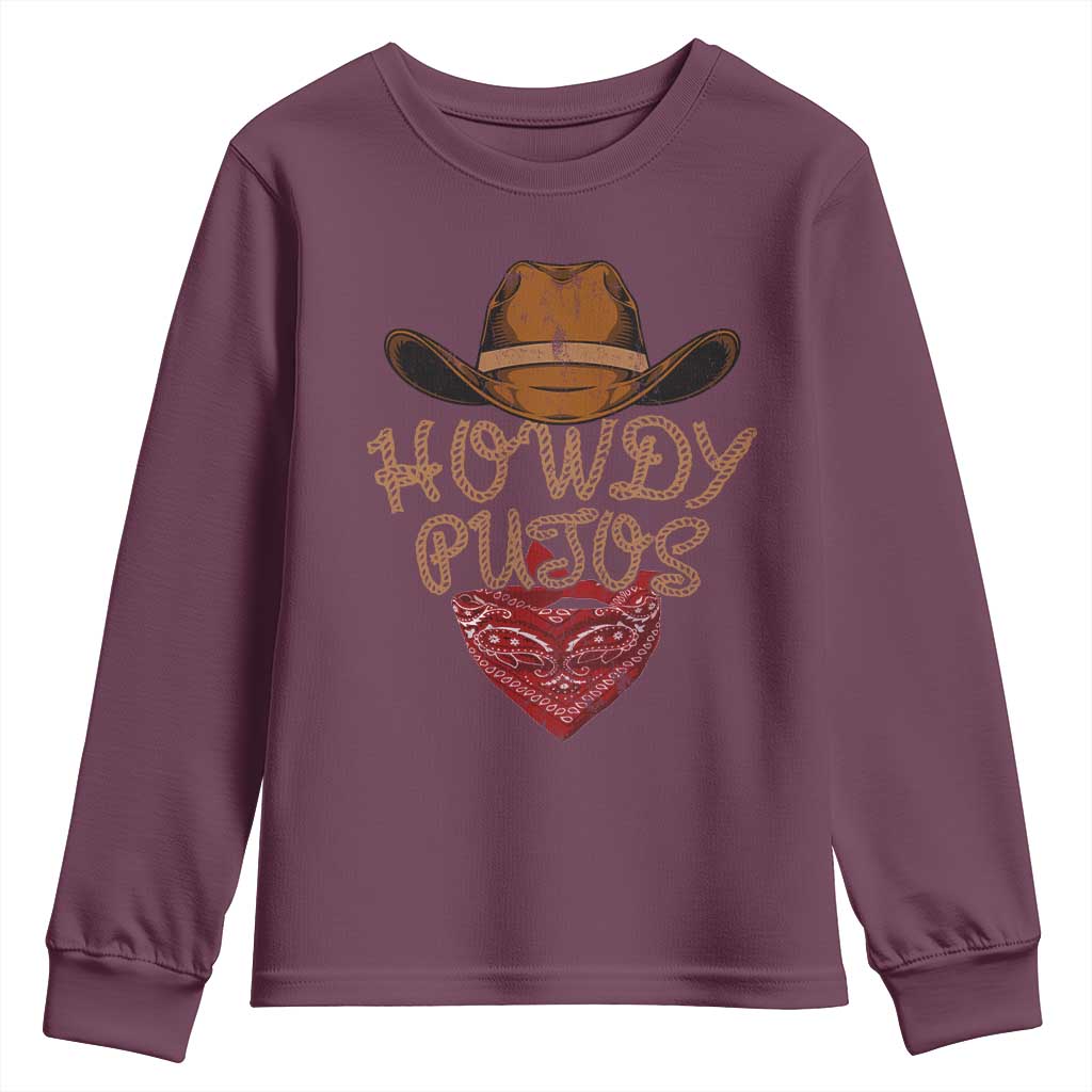 Howdy Putos Youth Sweatshirt Funny Western Country Rodeo Southern Retro Cowboy - Wonder Print Shop