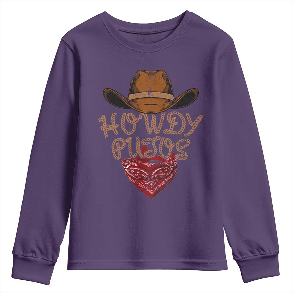 Howdy Putos Youth Sweatshirt Funny Western Country Rodeo Southern Retro Cowboy - Wonder Print Shop