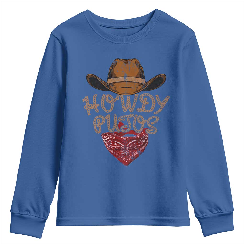 Howdy Putos Youth Sweatshirt Funny Western Country Rodeo Southern Retro Cowboy - Wonder Print Shop