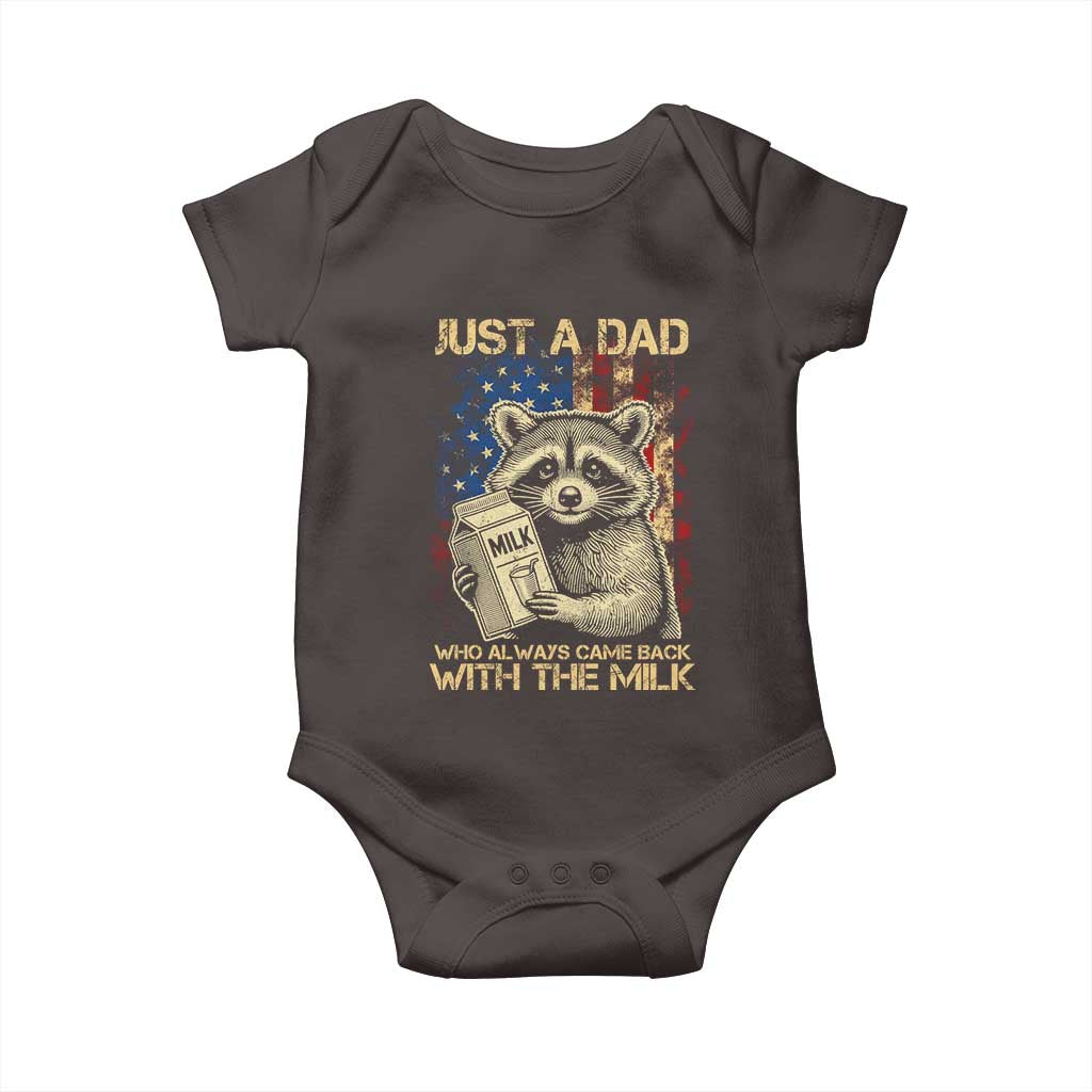 Just A Dad Who Always Came Back With The Milk Baby Onesie American Flag Father's Day