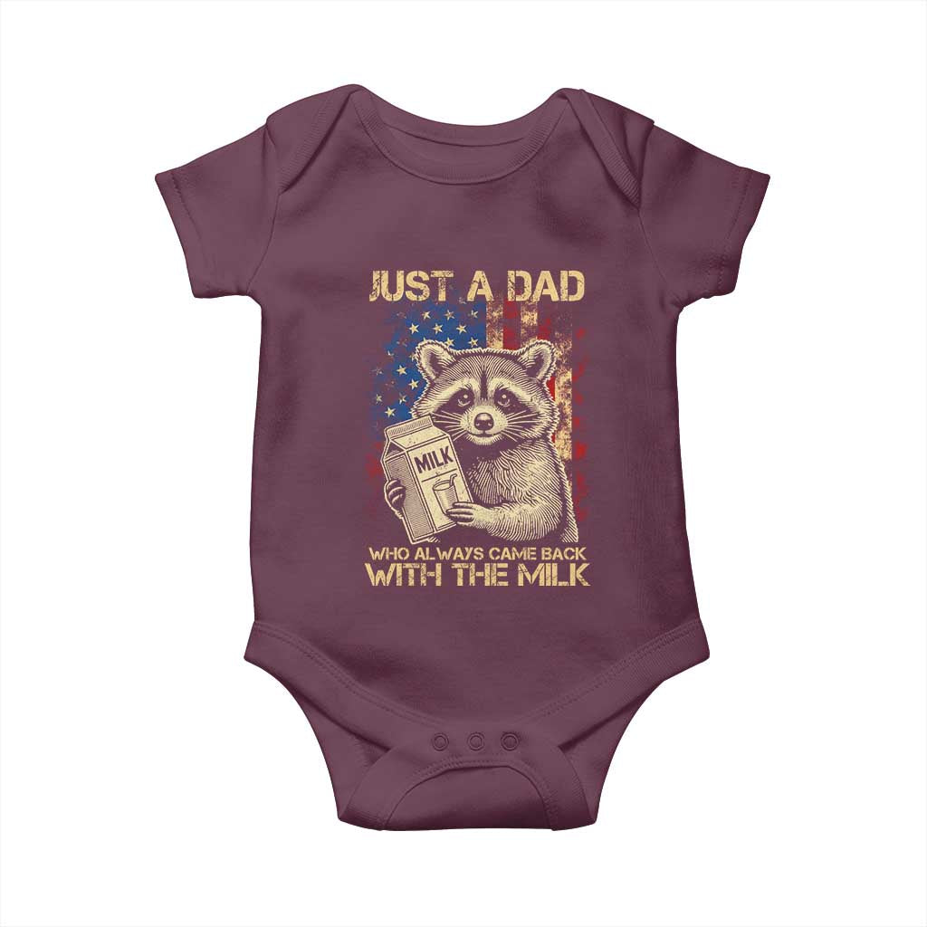 Just A Dad Who Always Came Back With The Milk Baby Onesie American Flag Father's Day