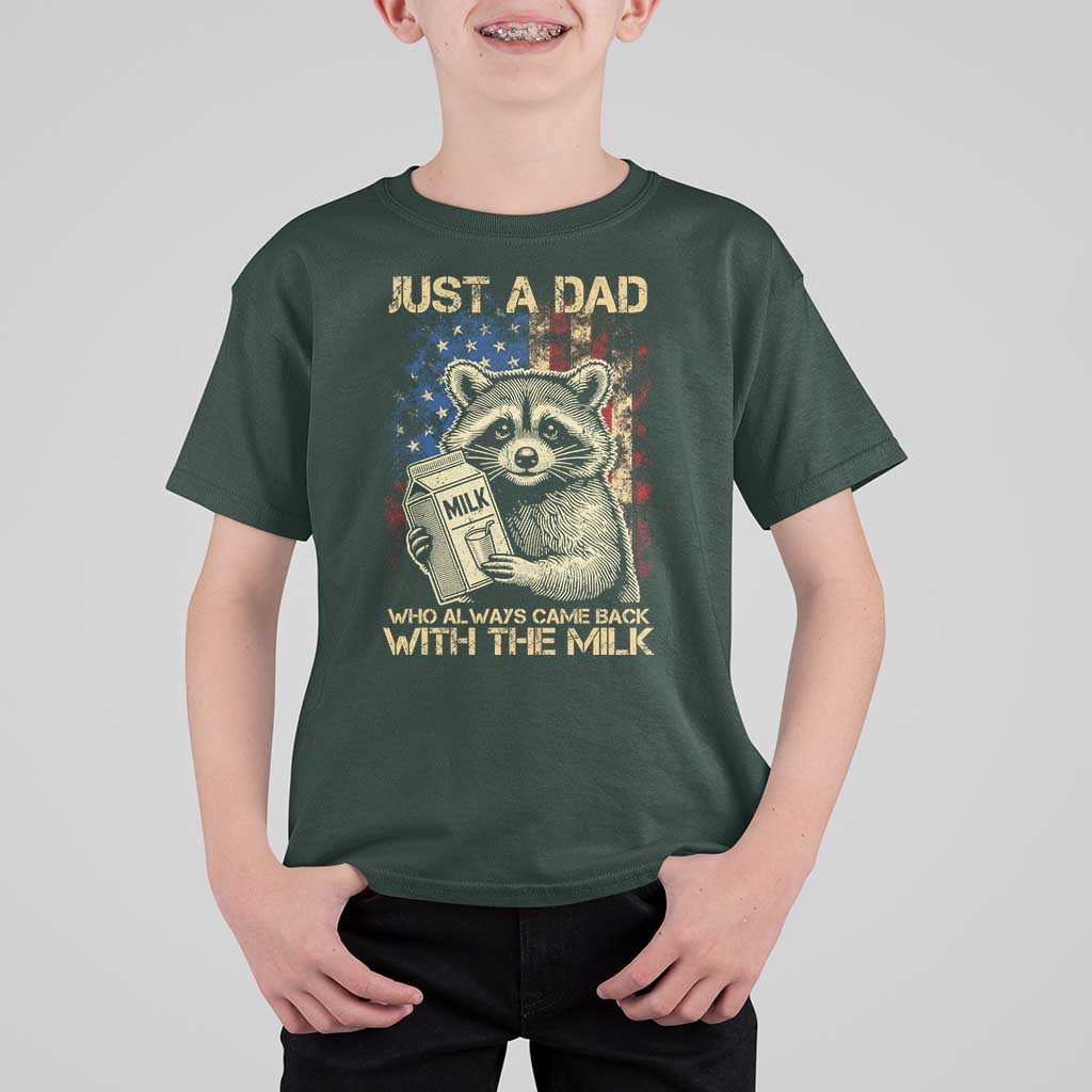 Just A Dad Who Always Came Back With The Milk T Shirt For Kid American Flag Father's Day