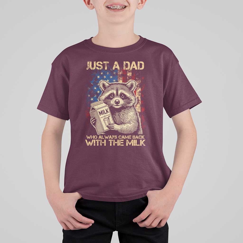 Just A Dad Who Always Came Back With The Milk T Shirt For Kid American Flag Father's Day