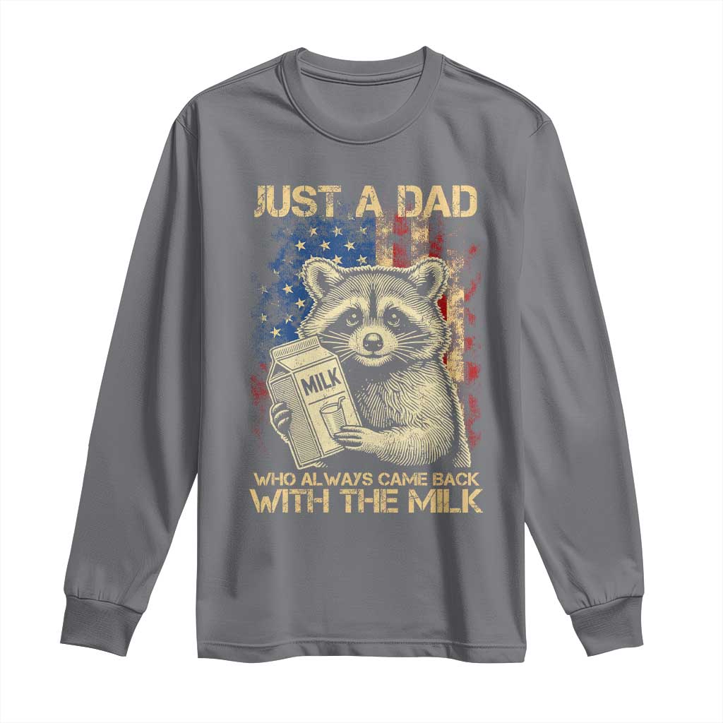 Just A Dad Who Always Came Back With The Milk Long Sleeve Shirt American Flag Father's Day