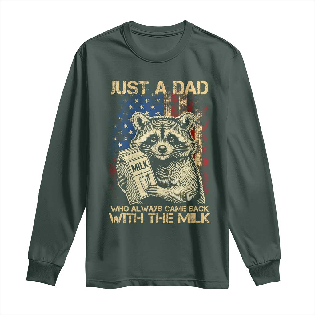 Just A Dad Who Always Came Back With The Milk Long Sleeve Shirt American Flag Father's Day
