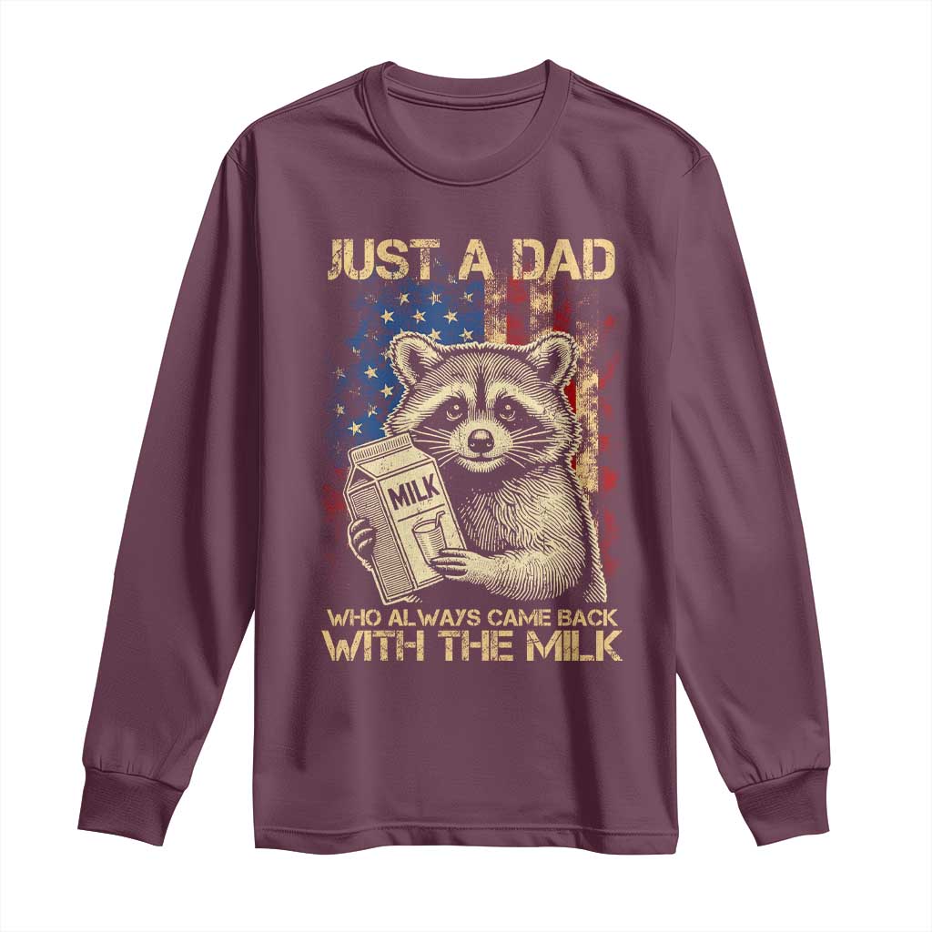 Just A Dad Who Always Came Back With The Milk Long Sleeve Shirt American Flag Father's Day